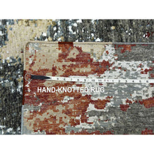 Load image into Gallery viewer, 8&#39;5&quot;x8&#39;5&quot; Parchment Color, Hand Knotted Abstract Design, Dense Weave Persian Knot, Soft Wool, Square Oriental Rug FWR498450