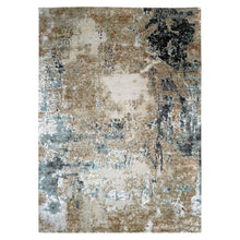 Load image into Gallery viewer, 10&#39;x14&#39; Bone White, Persian Knot Organic Wool, Hand Knotted Abstract Design, Dense Weave, Oriental Rug FWR498462