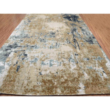 Load image into Gallery viewer, 10&#39;x14&#39; Bone White, Persian Knot Organic Wool, Hand Knotted Abstract Design, Dense Weave, Oriental Rug FWR498462