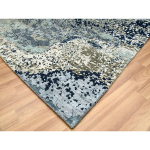 10'x13'10" White Smoke, Hand Knotted Abstract Design, Dense Weave Persian Knot, Pure Wool, Oriental Rug FWR498480
