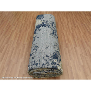10'x13'10" White Smoke, Hand Knotted Abstract Design, Dense Weave Persian Knot, Pure Wool, Oriental Rug FWR498480