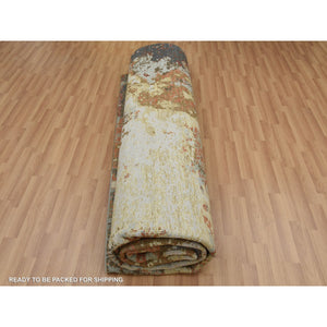 12'x15' Burnt Amber, Abstract Design, Densely Woven Persian Knot, Extra Soft Wool Hand Knotted, Oversized Oriental Rug FWR498528