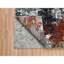 Load image into Gallery viewer, 6&#39;1x9&#39; Beige with Light Blue, Hand Knotted Abstract Design, Densely Woven Persian Knot, Soft Wool, Oriental Rug FWR498534