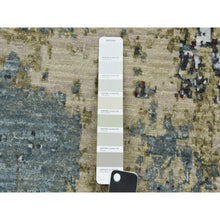 Load image into Gallery viewer, 6&#39;1x9&#39; Beige with Light Blue, Hand Knotted Abstract Design, Densely Woven Persian Knot, Soft Wool, Oriental Rug FWR498534