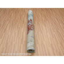 Load image into Gallery viewer, 6&#39;1x9&#39; Beige with Light Blue, Hand Knotted Abstract Design, Densely Woven Persian Knot, Soft Wool, Oriental Rug FWR498534