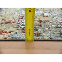 Load image into Gallery viewer, 6&#39;1x9&#39; Beige with Light Blue, Hand Knotted Abstract Design, Densely Woven Persian Knot, Soft Wool, Oriental Rug FWR498534