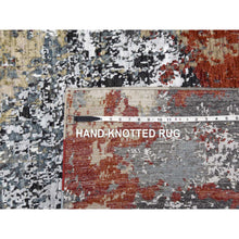 Load image into Gallery viewer, 6&#39;1x9&#39; Beige with Light Blue, Hand Knotted Abstract Design, Densely Woven Persian Knot, Soft Wool, Oriental Rug FWR498534