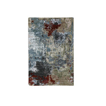 Load image into Gallery viewer, 3&#39;x5&#39;2&quot; Blue Gray, Hand Knotted Abstract Design, Densely Woven Persian Knot, Pure Wool, Oriental Rug FWR498564