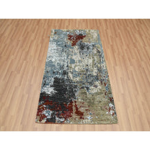 Load image into Gallery viewer, 3&#39;x5&#39;2&quot; Blue Gray, Hand Knotted Abstract Design, Densely Woven Persian Knot, Pure Wool, Oriental Rug FWR498564
