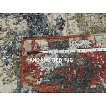 Load image into Gallery viewer, 3&#39;x5&#39;2&quot; Blue Gray, Hand Knotted Abstract Design, Densely Woven Persian Knot, Pure Wool, Oriental Rug FWR498564
