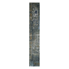 Load image into Gallery viewer, 2&#39;6&quot;x20&#39; Battleship Gray, Persian Knot Extra Soft Wool, Hand Knotted Abstract Design, Densely Woven, XL Runner Oriental Rug FWR498576