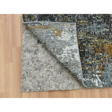 Load image into Gallery viewer, 2&#39;6&quot;x20&#39; Battleship Gray, Persian Knot Extra Soft Wool, Hand Knotted Abstract Design, Densely Woven, XL Runner Oriental Rug FWR498576