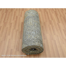 Load image into Gallery viewer, 2&#39;7x20&#39; Arsenic Gray, Abstract Design, Densely Woven Persian Knot, Natural Wool Hand Knotted, XL Runner Oriental Rug FWR498588