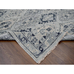 13'9"x17'9" Silver Gray, Natural Wool Hand Knotted, Anatolian Design, Supple Collection Thick and Plush, Oversized Oriental Rug FWR504144
