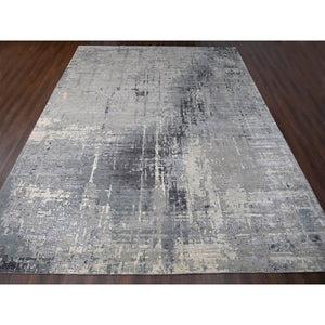 14'x18' Taupe, Abstract with Mosaic Design Dense Weave, Wool and Silk Hand Knotted, Oversized Persian Knot Oriental Rug FWR504186