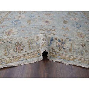 12'x17'9" Space Gray, Hand Knotted Oushak Design, Supple Collection Thick and Plush, Soft Wool, Oversized Oriental Rug FWR504366