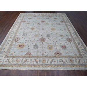 14'x17'9" Light Gray, Oushak Design, Supple Collection Thick and Plush, Hand Knotted, Pure Wool, Oversized Oriental Rug FWR504588