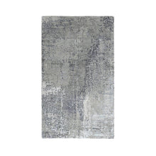 Load image into Gallery viewer, 4&#39;2&quot;x6&#39; Taupe, Abstract with Mosaic Design, Hand Knotted, Wool and Silk, Dense Weave, Persian Knot, Oriental Rug FWR504696