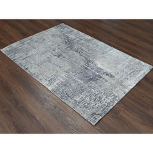 Load image into Gallery viewer, 4&#39;2&quot;x6&#39; Taupe, Abstract with Mosaic Design, Hand Knotted, Wool and Silk, Dense Weave, Persian Knot, Oriental Rug FWR504696