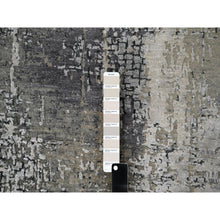 Load image into Gallery viewer, 4&#39;2&quot;x6&#39; Taupe, Abstract with Mosaic Design, Hand Knotted, Wool and Silk, Dense Weave, Persian Knot, Oriental Rug FWR504696