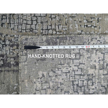 Load image into Gallery viewer, 4&#39;2&quot;x6&#39; Taupe, Abstract with Mosaic Design, Hand Knotted, Wool and Silk, Dense Weave, Persian Knot, Oriental Rug FWR504696