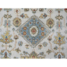 Load image into Gallery viewer, 11&#39;10&quot;x17&#39;10&quot; Ivory and Gray, Pure Wool Hand Knotted, Karajeh Design with Tribal Medallions, Oversized Oriental Rug FWR504702