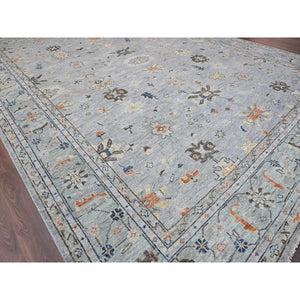 14'x17'9" Light Gray, Oushak Design, Supple Collection Thick and Plush, Extra Soft Wool, Hand Knotted, Oversized Oriental Rug FWR504774