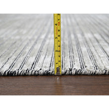 Load image into Gallery viewer, 10&#39;x14&#39; Taupe, Modern Textured and Variegated Line Design, Wool and Plant Based Silk, Hand Loomed, Oriental Rug FWR504990