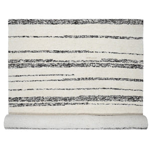 12'x17'9" Dark Brown and Ivory, Striae Design, Plush Pile, Organic Undyed Wool, Hand Knotted, Oversized Oriental Rug FWR505140