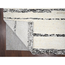 Load image into Gallery viewer, 12&#39;x17&#39;9&quot; Dark Brown and Ivory, Striae Design, Plush Pile, Organic Undyed Wool, Hand Knotted, Oversized Oriental Rug FWR505140