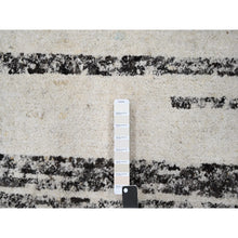 Load image into Gallery viewer, 12&#39;x17&#39;9&quot; Dark Brown and Ivory, Striae Design, Plush Pile, Organic Undyed Wool, Hand Knotted, Oversized Oriental Rug FWR505140