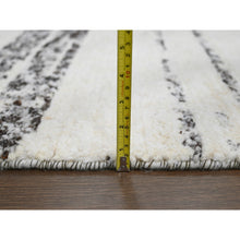Load image into Gallery viewer, 12&#39;x17&#39;9&quot; Dark Brown and Ivory, Striae Design, Plush Pile, Organic Undyed Wool, Hand Knotted, Oversized Oriental Rug FWR505140