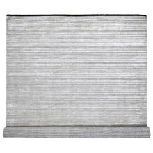 Load image into Gallery viewer, 10&#39;x14&#39; Taupe and Black, Modern Textured and Variegated Line Design, Wool and Plant Based Silk, Hand Loomed, Oriental Rug FWR505176