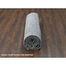 Load image into Gallery viewer, 10&#39;x14&#39; Taupe and Black, Modern Textured and Variegated Line Design, Wool and Plant Based Silk, Hand Loomed, Oriental Rug FWR505176