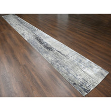 Load image into Gallery viewer, 2&#39;9&quot;x22&#39;3&quot; Taupe, Hand Knotted, Abstract with Mosaic Design, Dense Weave, Wool and Silk, XL Runner Oriental Rug FWR505404