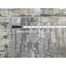 Load image into Gallery viewer, 2&#39;9&quot;x22&#39;3&quot; Taupe, Hand Knotted, Abstract with Mosaic Design, Dense Weave, Wool and Silk, XL Runner Oriental Rug FWR505404