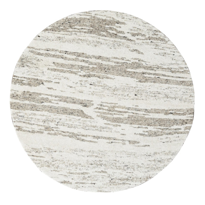 8'x8' Earthtone Colors, Plush Pile Organic Undyed Natural Wool, Hand Knotted Modern Minimalist Design, Round Oriental Rug FWR505428