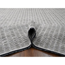 Load image into Gallery viewer, 10&#39;x14&#39;4&quot; Gray and Black, Hand Loomed, Modern Textured Roman Floor Design, Wool and Plant Based Silk, Oriental Rug FWR505632