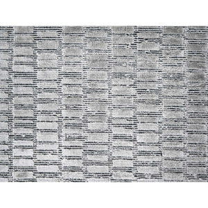 10'x14'4" Gray and Black, Hand Loomed, Modern Textured Roman Floor Design, Wool and Plant Based Silk, Oriental Rug FWR505632