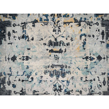 Load image into Gallery viewer, 8&#39;10&quot;x12&#39; Ivory and Blue, Hand Knotted, Densely Woven, Pure Wool, Erased Persian Serapi Heriz Design, Oriental Rug FWR505812