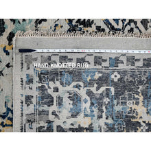 Load image into Gallery viewer, 8&#39;10&quot;x12&#39; Ivory and Blue, Hand Knotted, Densely Woven, Pure Wool, Erased Persian Serapi Heriz Design, Oriental Rug FWR505812