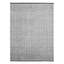 Load image into Gallery viewer, 7&#39;10&quot;x10&#39; Gray and Black, Modern Textured Roman Floor Design, Wool and Plant Based Silk, Hand Loomed, Oriental Rug FWR505842