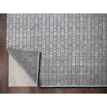Load image into Gallery viewer, 7&#39;10&quot;x10&#39; Gray and Black, Modern Textured Roman Floor Design, Wool and Plant Based Silk, Hand Loomed, Oriental Rug FWR505842