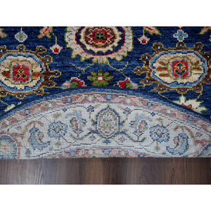 7'10"x7'10" Denim Blue, Soft Wool, Intrigued Oushak Design, Plush and Lush, Hand Knotted, Supple Collection, Round Oriental Rug FWR505920