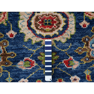 7'10"x7'10" Denim Blue, Soft Wool, Intrigued Oushak Design, Plush and Lush, Hand Knotted, Supple Collection, Round Oriental Rug FWR505920