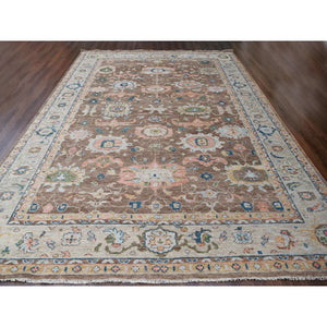12'x17'9" Camel Brown, Oushak Design, Supple Collection Thick and Plush, Hand Knotted, Pure Wool, Oversize Oriental Rug FWR505962