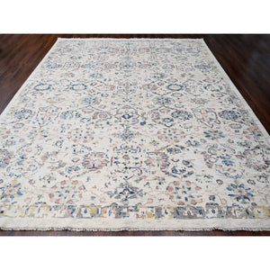12'1"x14'9" Ivory 100% Wool, Soft and Plush Pile, Supple Collection, Natural Dyes, Hand Knotted, Mahal Design, Oversized Oriental Rug FWR505986