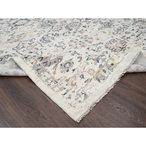 12'1"x14'9" Ivory 100% Wool, Soft and Plush Pile, Supple Collection, Natural Dyes, Hand Knotted, Mahal Design, Oversized Oriental Rug FWR505986