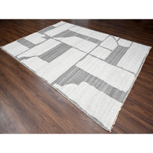 Load image into Gallery viewer, 9&#39;x11&#39;8&quot; Grey, Pure Wool, Soft Pile, Hand knotted, Minimalist Design, Natural Dyes, Modern Oriental Rug FWR505992