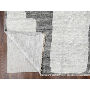 9'x11'8" Grey, Pure Wool, Soft Pile, Hand knotted, Minimalist Design, Natural Dyes, Modern Oriental Rug FWR505992